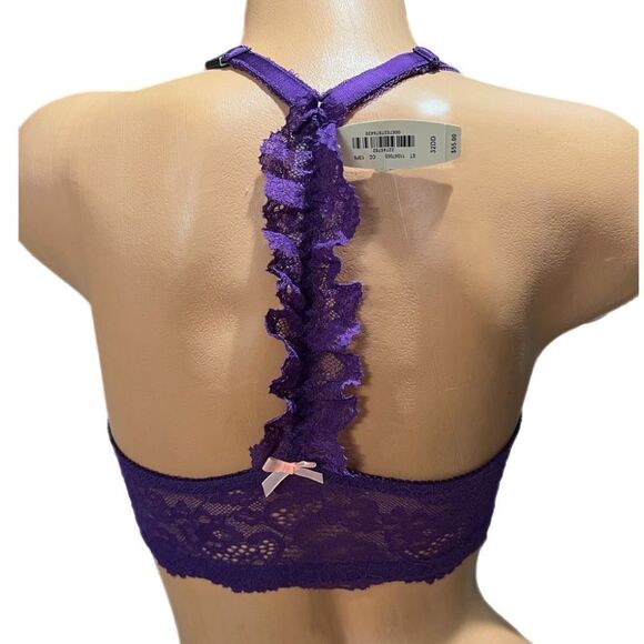 Victorias Secret Dream Angels Unlined Demi Racerback Lace bra Purple 34DD - Picture 3 of 6